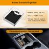 image5PCS Center Console Organizer Tray for Tesla Model Y 20242020Not Fit 2024 2025 Model Y Juniper Interior Accessories with Armrest Storage Tray Hidden Storage Box Cup Holder Center Console MatTransparent