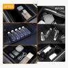 image5PCS Center Console Organizer Tray for Tesla Model Y 20242020Not Fit 2024 2025 Model Y Juniper Interior Accessories with Armrest Storage Tray Hidden Storage Box Cup Holder Center Console MatBlack
