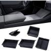 image5PCS Center Console Organizer Tray for Tesla Model Y 20242020Not Fit 2024 2025 Model Y Juniper Interior Accessories with Armrest Storage Tray Hidden Storage Box Cup Holder Center Console MatBlack