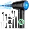 image11in1 Compressed Air Duster 3Gear Adjustable 120000 RPM Electric Air Duster with LED Light Reusable no Canned Keyboard Cleaner for Office 9000mAh Cordless Air Duster for ComputerCarBlack