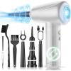 image11in1 Compressed Air Duster 3Gear Adjustable 120000 RPM Electric Air Duster with LED Light Reusable no Canned Keyboard Cleaner for Office 9000mAh Cordless Air Duster for ComputerCarWhite