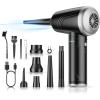 image11in1 Compressed Air Duster 3Gear Adjustable 120000 RPM Electric Air Duster with LED Light Reusable no Canned Keyboard Cleaner for Office 9000mAh Cordless Air Duster for ComputerCarSliverblack
