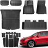 image19 Pack Floor Mats for Tesla Model Y 2024 2023 2022 2021 2020 BANKKY Full Set Waterproof Cargo Liner Front Rear Trunk Center Console Door Mats for Tesla Model Y Accessories 5Seat