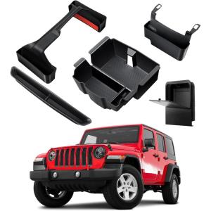 image3PCS Center Console Organizer for 2025 2024 20232018 Jeep Wrangler JL JLU 4XE and Gladiator JT Accessories Gear Shift Storage Tray Hanging Storage Box Not for JKJKUblack