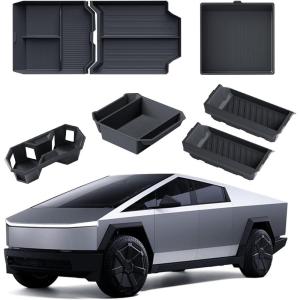 image4PCS Center Console Organizer Tray For Tesla Cybertruck 2024 Accessories Cup Holder Insert Floor Center Console Organizer Hidden Armrest Storage Box Front Under Seat Storage Box6PCS Center Console Organizer Tray