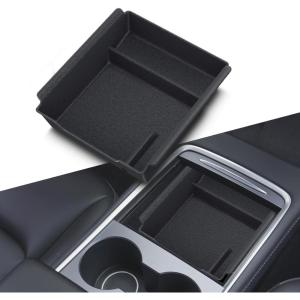imageCenter Console Organizer Tray for Tesla Model Y Accessories 20242020 Model 3 20232016 Not Fit 2024 Model 3 Easy to Install with Smooth Slide Storage Box Durable ABS ampamp Velvet AntiScratch