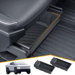 imageFloor Lower Center Console Organizer Tray for Tesla Cybertruck 2024 Interior Accessories ABS Floor Console Organizer Storage Box for Cybertruck Accessories 2Pack2PCS Front Under Seat Storage Box