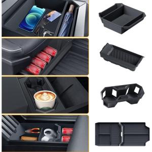 imageFloor Lower Center Console Organizer Tray for Tesla Cybertruck 2024 Interior Accessories ABS Floor Console Organizer Storage Box for Cybertruck Accessories 2Pack4PCS Center Console Organizer Tray Accessories