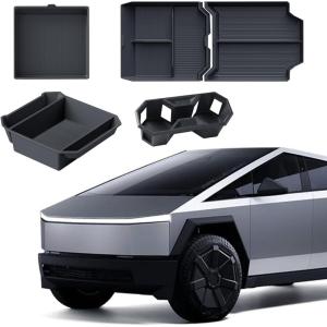 imageFloor Lower Center Console Organizer Tray for Tesla Cybertruck 2024 Interior Accessories ABS Floor Console Organizer Storage Box for Cybertruck Accessories 2Pack4PCS Center Console Organizer